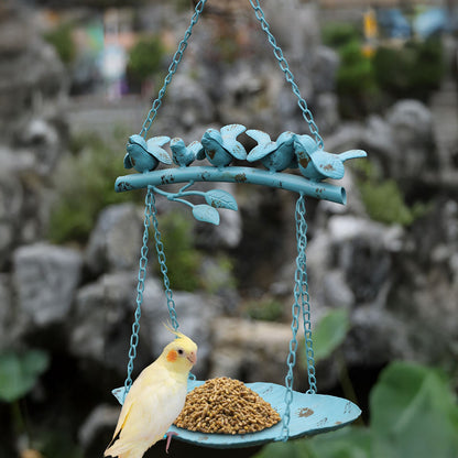 Vintage Iron Bird Feeder with Rustic Charm