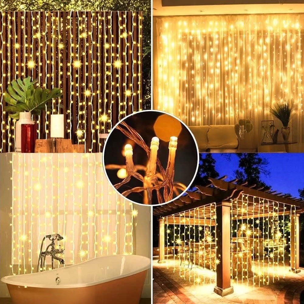 300 LED Solar Curtain Lights