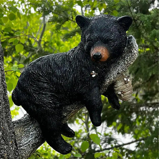 Black Bear Cub Napping Statue