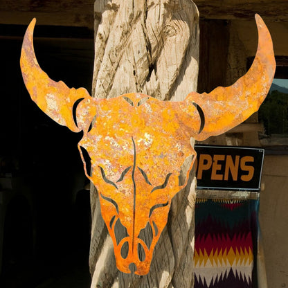 Rustic Bull Skull Metal Wall Decor