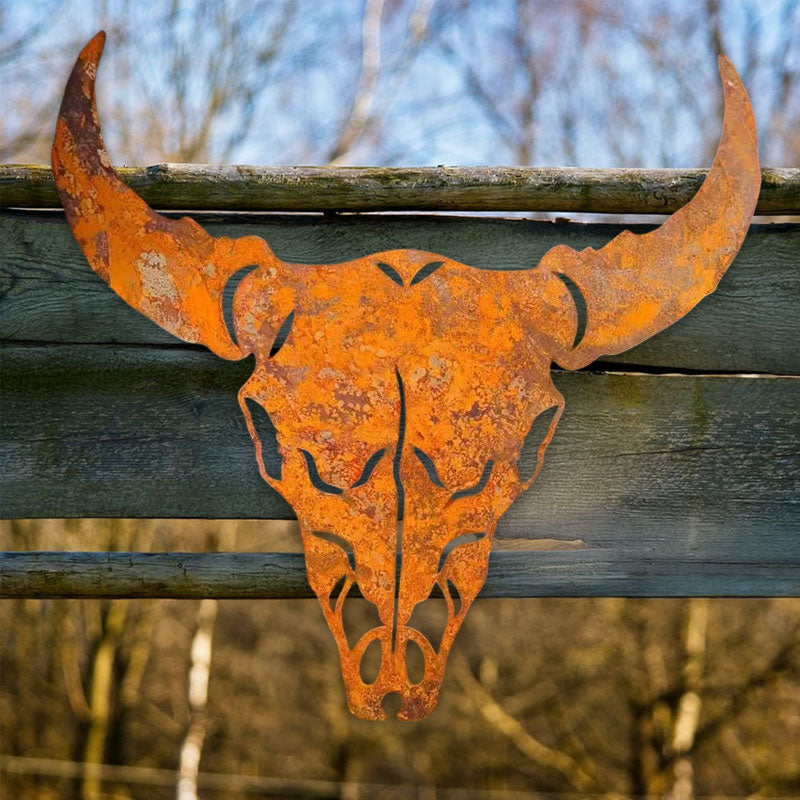 Rustic Bull Skull Metal Wall Decor