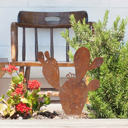 Rustic Metal Cactus Garden Stake