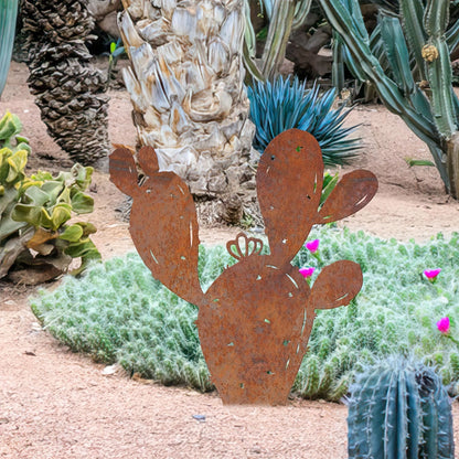 Rustic Metal Cactus Garden Stake