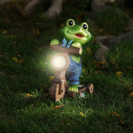 Solar Cycling Frog Lights Statues