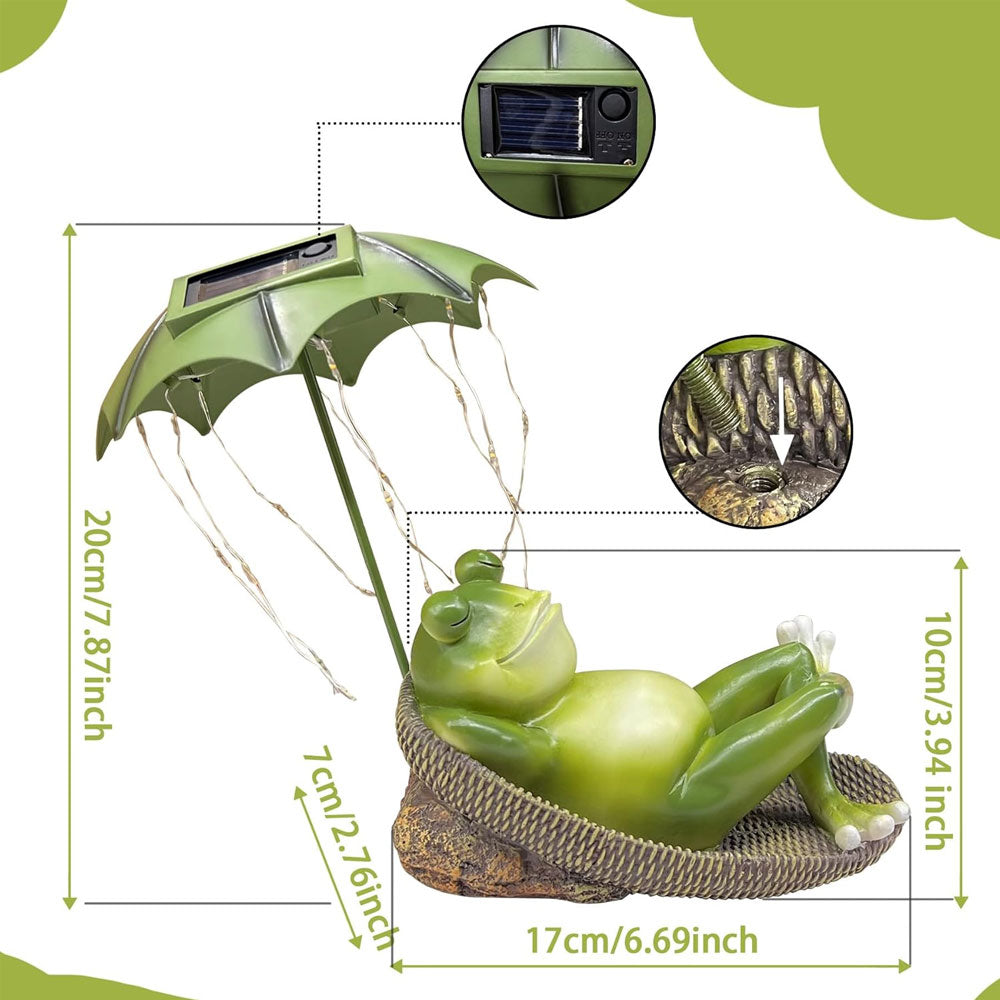 Solar Umbrella Frog Statue